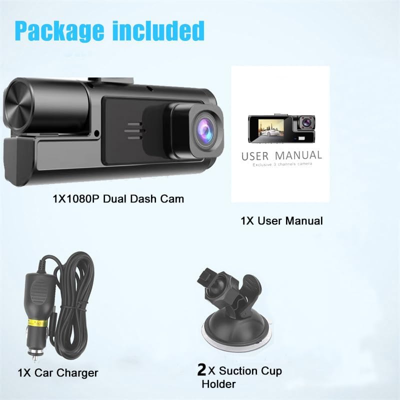 1080P Dual Dash Cam Front and Inside – Night Vision & Loop