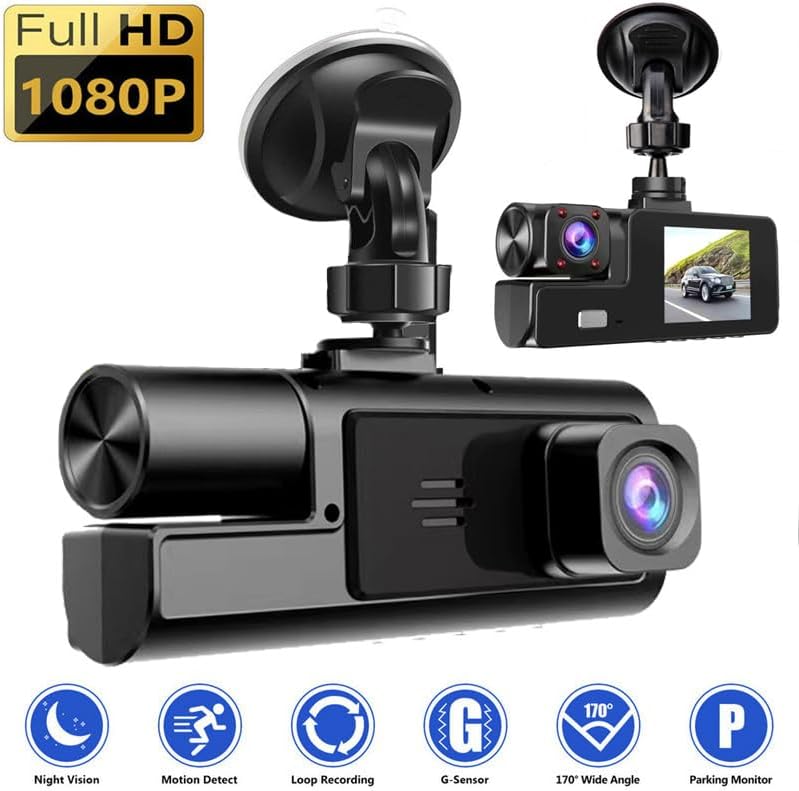 1080P Dual Dash Cam Front and Inside – Night Vision & Loop