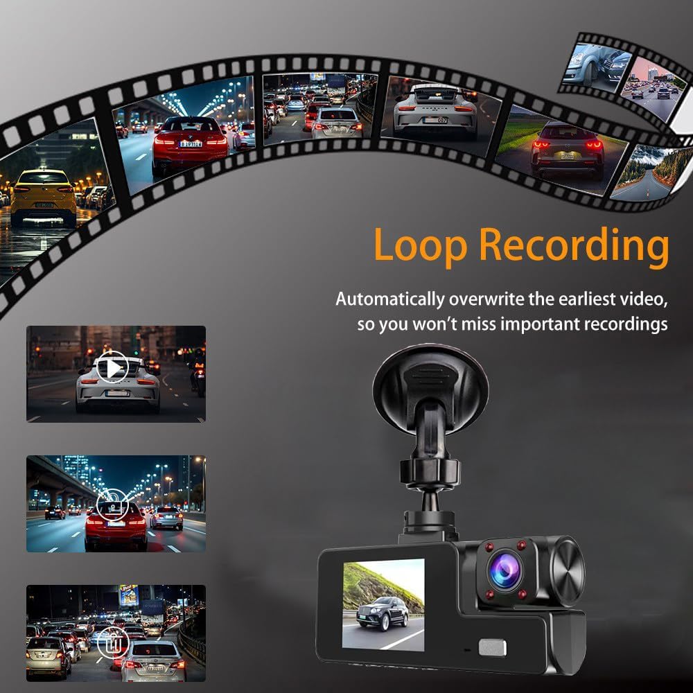 1080P Dual Dash Cam Front and Inside – Night Vision & Loop