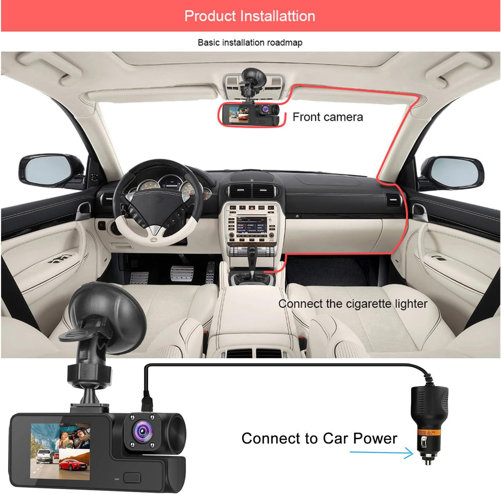 1080P Dual Dash Cam Front and Inside – Night Vision & Loop