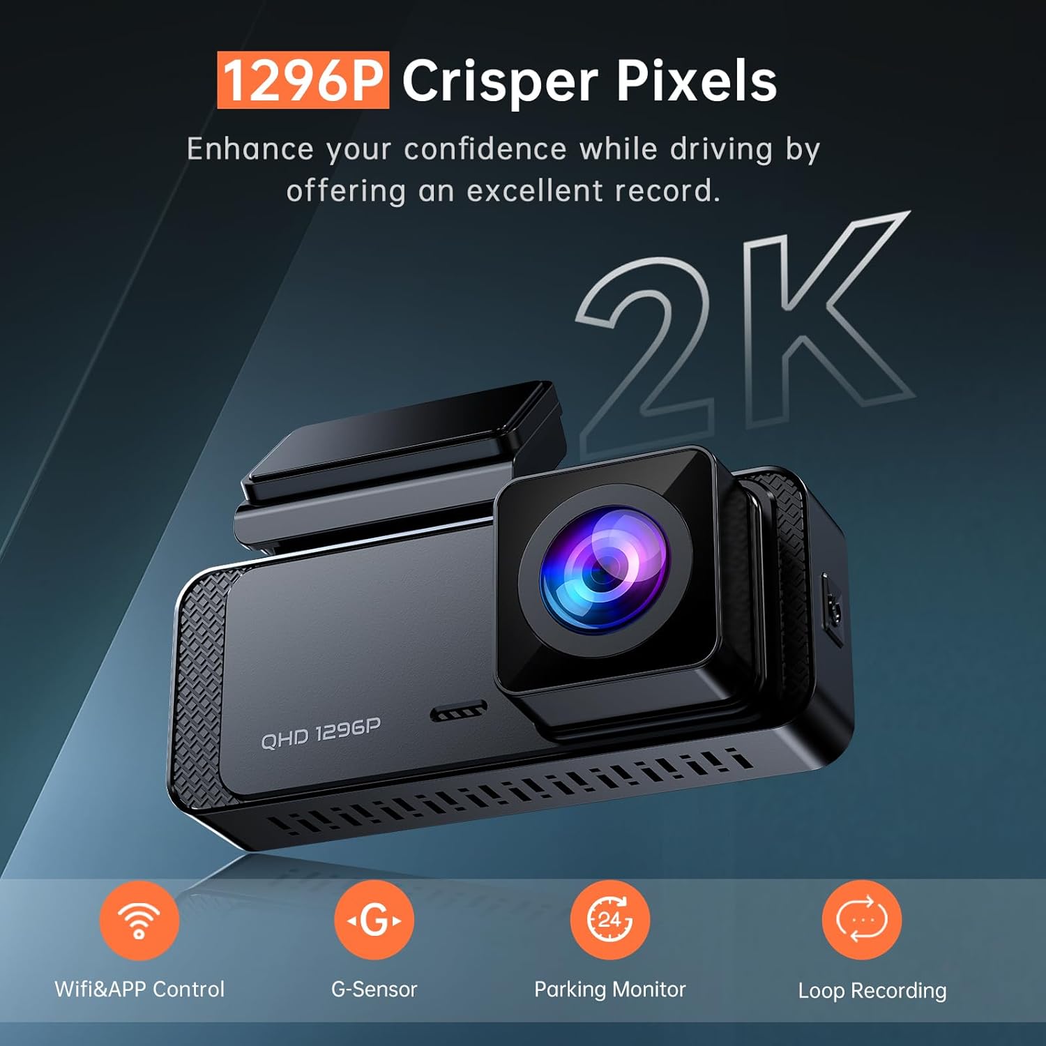 1296P WiFi Dash Cam for Cars – Night Vision & Parking Mode