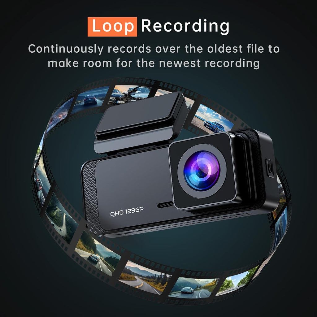 1296P WiFi Dash Cam for Cars – Night Vision & Parking Mode