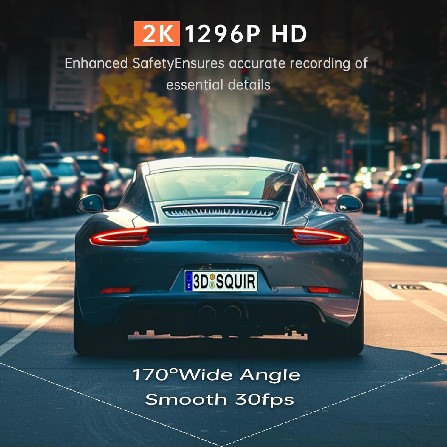 1296P WiFi Dash Cam for Cars – Night Vision & Parking Mode