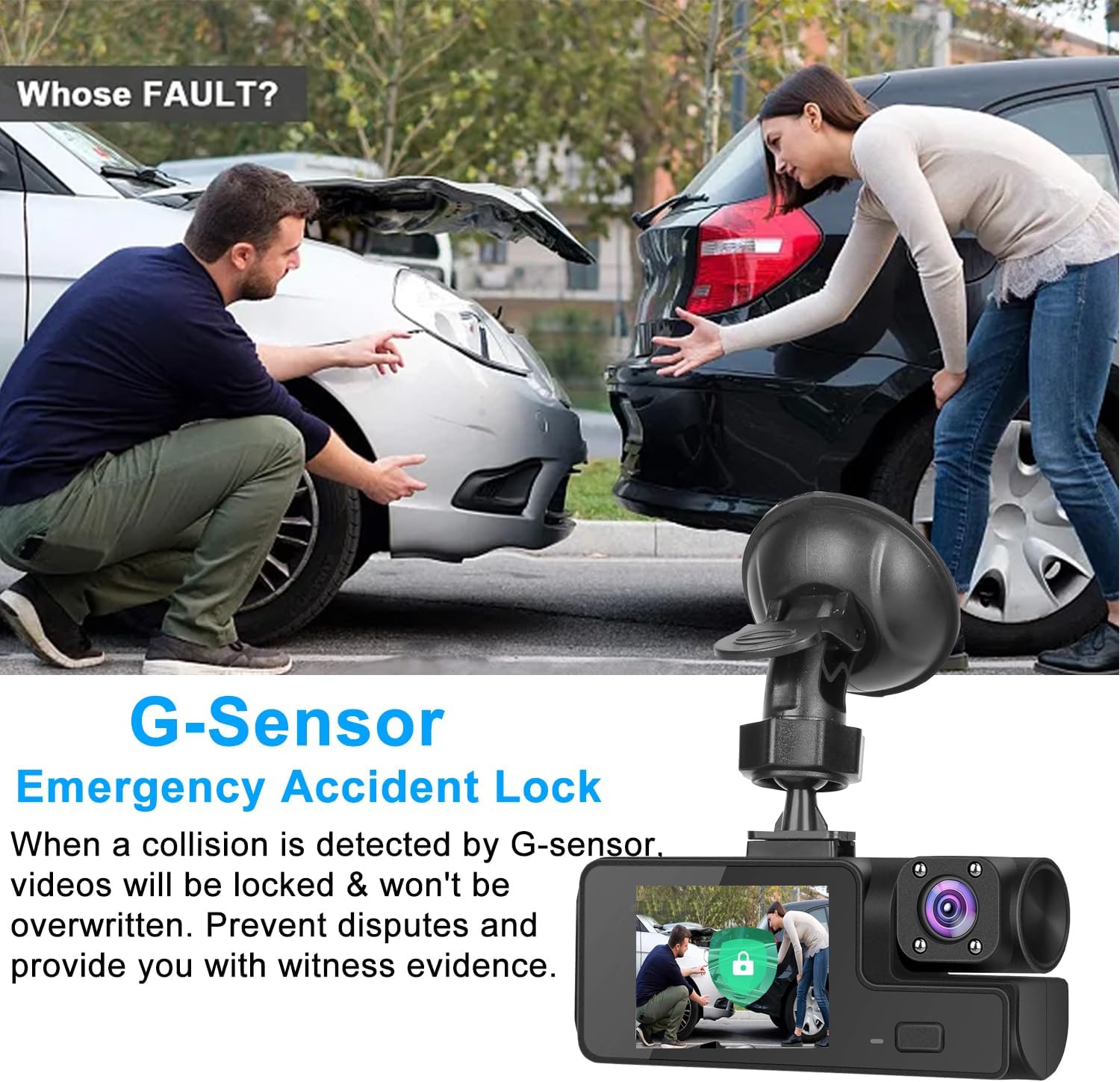 1080P Dual Dash Cam Front and Inside – Night Vision & Loop