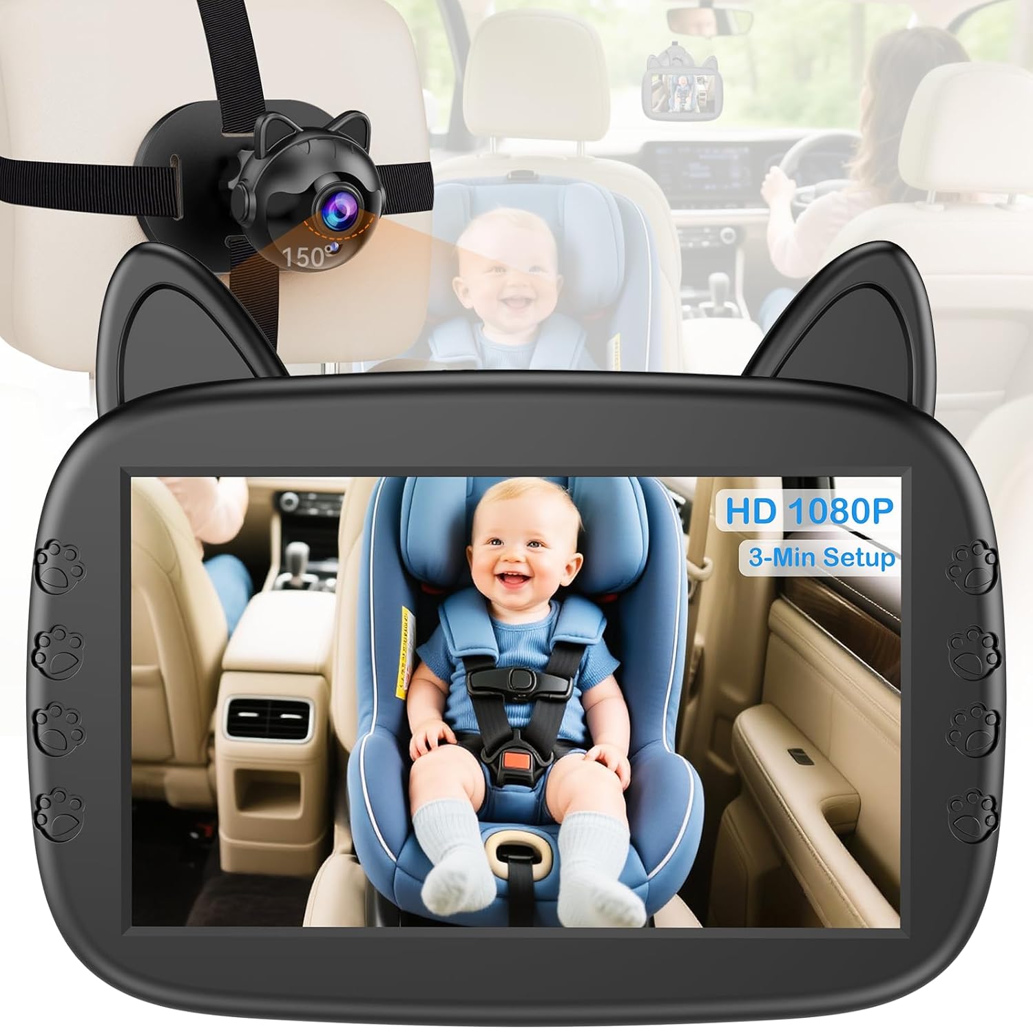 HD 1080P Baby Car Camera – Night Vision & 150° View
