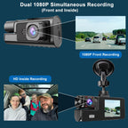 1080P Dual Dash Cam Front and Inside – Night Vision & Loop