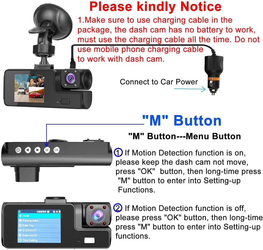 1080P Dual Dash Cam Front and Inside – Night Vision & Loop