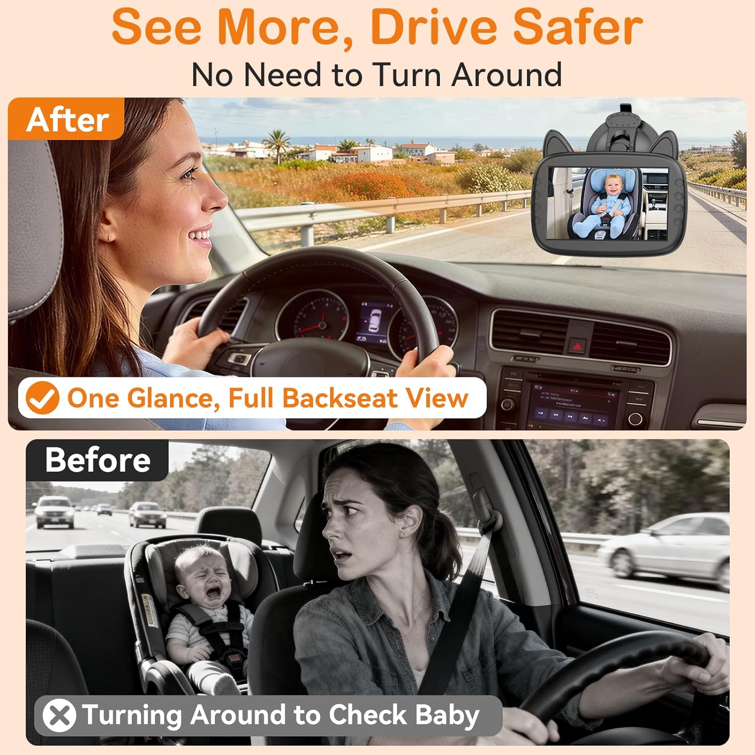 HD 1080P Baby Car Camera – Night Vision & 150° View